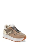 Voile Blanche Maran Genuine Shearling Lined Sneaker In Beige-grigio-platino