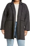 Madewell Herringbone Courton Sweater Coat In Night Vision