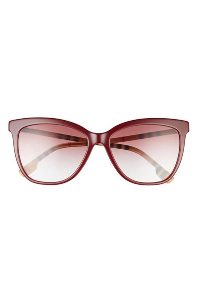 Burberry 56mm Square Sunglasses In Bordeaux/ Clear Gradient Pink