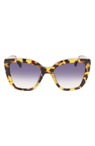 Longchamp Roseau 53mm Gradient Rectangle Sunglasses In Tokyo Havana