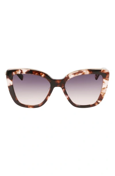 Longchamp Roseau 53mm Gradient Rectangle Sunglasses In Rose Havana