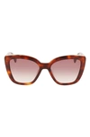 Longchamp Roseau 53mm Gradient Rectangle Sunglasses In Havana