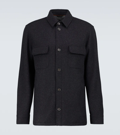 Loro Piana Cashmere-blend Overshirt In Black Navy