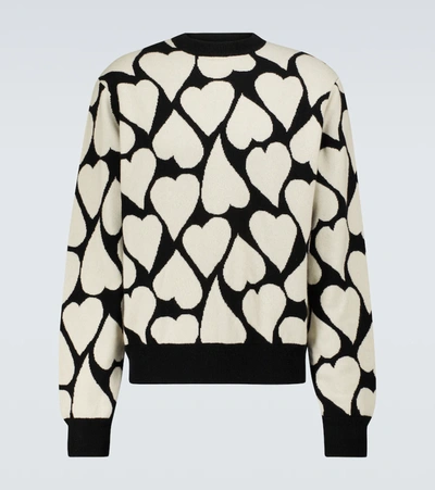 Amiri Heart-knit Cashmere Jumper In White,black