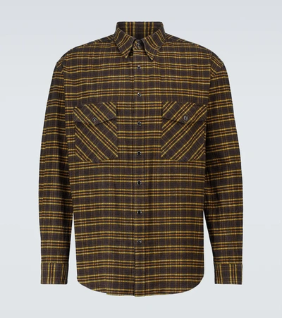 Auralee Checked Cotton And Silk Shirt In Brown Check