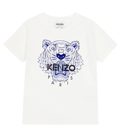 Kenzo Kids' 老虎印花有机棉t恤 In 화이트