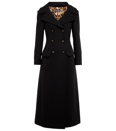 Dolce & Gabbana Virgin Wool Double-breasted Coat Dress In Nero