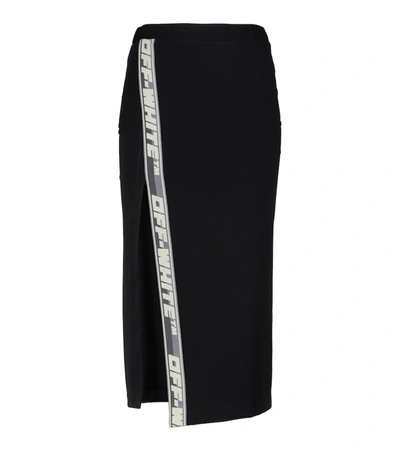 Off-white Womens Black No Color High-rise Tape-detail Side-split Stretch-shell Midi Skirt 8