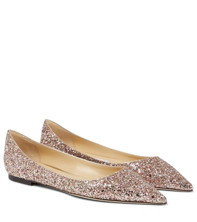 Jimmy Choo Love Glitter Ballet Flats In Pink