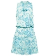 Poupette St Barth Clara Tasseled Printed Minidress In Aqua Grasse