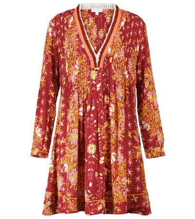 Poupette St Barth Ola Fringed Printed Minidress In Red Riviera