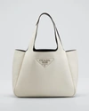Prada Dynamique Small Soft Daino Leather Shopper Bag In White