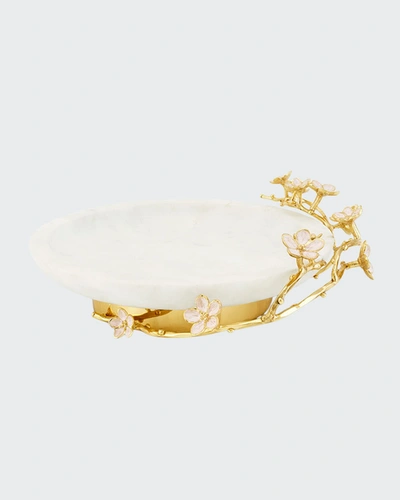 Michael Aram Cherry Blossom Trinket Tray In White/gold
