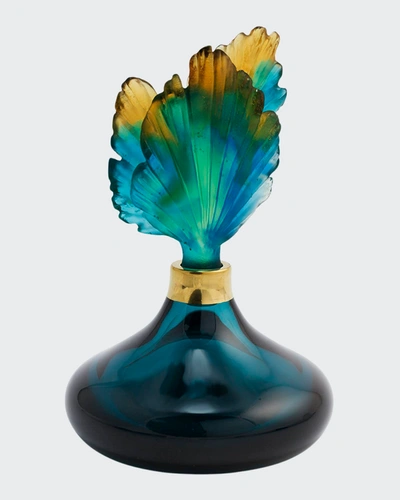 Daum Fleur De Paon Small Perfume Bottle In Blue Green