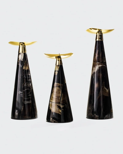 Ladorada Horn Veneer Candleholder Trio