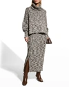 Adam Lippes Wool Boucle Turtleneck Sweater Chocolate Brown In Multi Chocolate