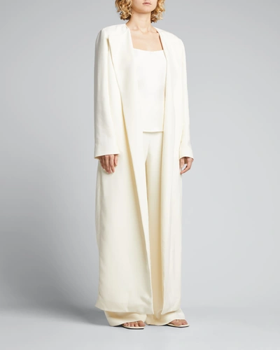 The Row Paycen Belted Open-front Coat In Ivory