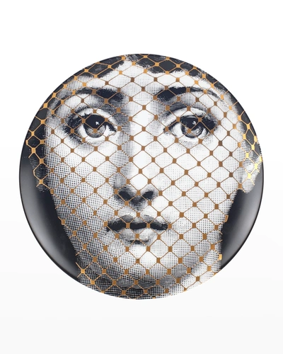 Fornasetti Tema E Variazioni N. 78 Gold Burlesque Wall Plate In Blackwhitegold