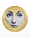 Fornasetti Tema E Variazioni N. 41 Face Inside Of Heart Gold Wall Plate In Black/gold