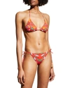 Tory Burch Printed Triangle Bikini Top In French Cream Ribb