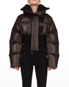 GIVENCHY CROPPED LEATHER PUFFER JACKET,PROD244910138