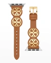 TORY BURCH MILLER LEATHER APPLE WATCH BAND IN LUGGAGE, 38-40MM,PROD247310017
