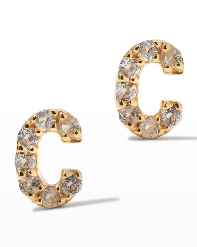 Tai White Sapphire Initial Stud Earring, Single In C