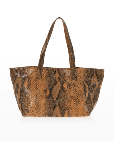 Joanna Maxham Rive Gauche Python-print Shopper Tote Bag In Brown