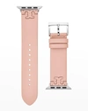 Tory Burch Women's Mcgraw Blush Band For Apple Watch Leather Strap 38mm/40mm In Pink