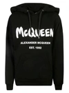 Alexander Mcqueen Cotton Mcqueen Graffiti Hoodie In Black/white