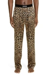 Tom Ford Leopard Print Stretch Silk Pajama Pants In Caramel