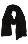Zzdnu Polo Cable Merino Wool Blend Scarf In Black
