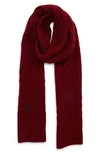 Zzdnu Polo Cable Merino Wool Blend Scarf In Classic Wine