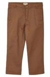 Hatley Little Boy's & Boy's Khaki Twill Cotton Pants In Brown
