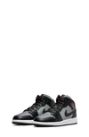 Nike Kids'  Air Jordan 1 Mid Se Basketball Sneaker In Black/ Gym Red/ Grey/ White