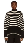 Totême Signature Striped Turtleneck Sweater In Black,white