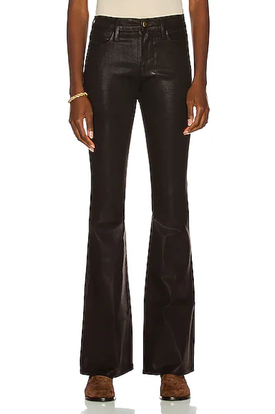 Frame Le High Flare Coated Jeans In Brown