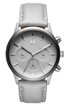 Mvmt Duet Chronograph Leather Strap Watch, 38mm In Gray