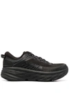 HOKA ONE ONE BLACK FABRIC AND RUBBER SNEAKERS WITH EMBOSSED FINISHES