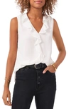 Vince Camuto Ruffle Neck Sleeveless Georgette Blouse In New Ivory