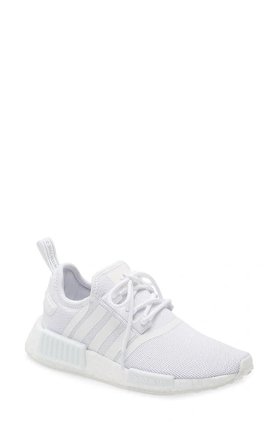 Adidas Originals Women's Nmd_r1 Primeblue Knit Low Top Sneakers In White