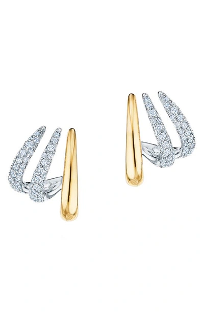 Kwiat Orbit Diamond Hoop Earrings In Yellow Gold/ Diamond