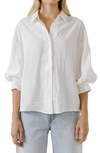 English Factory Balloon Sleeve Button-up Shirt In White