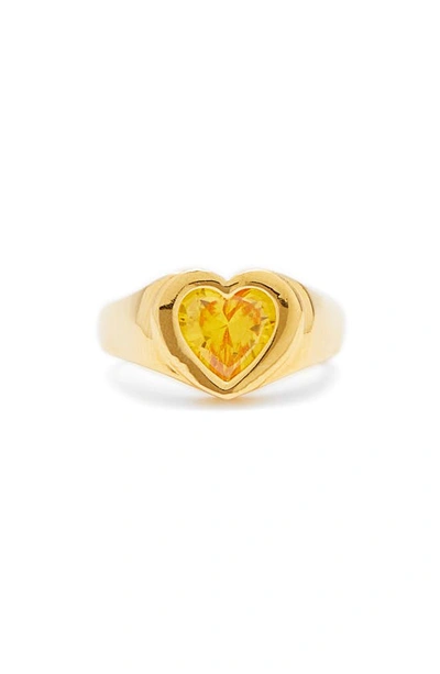 Petit Moments Afterparty Heart Dome Ring In Canary