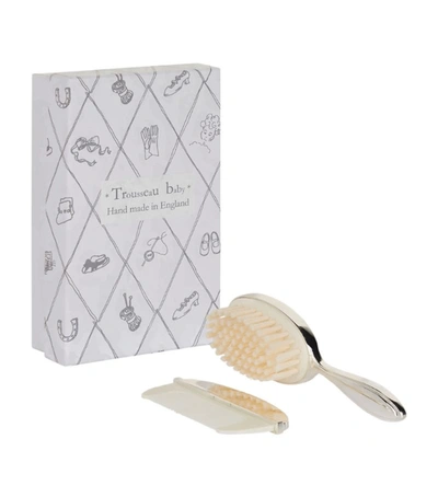 English Trousseau Silver Plated Brush And Comb Set