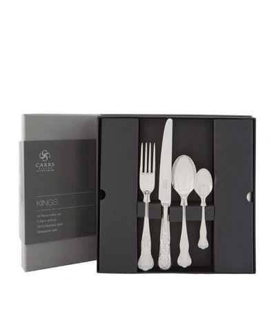 Carrs Silver Stainless Steel Kings Cutlery Set (16 Pieces) In Silver