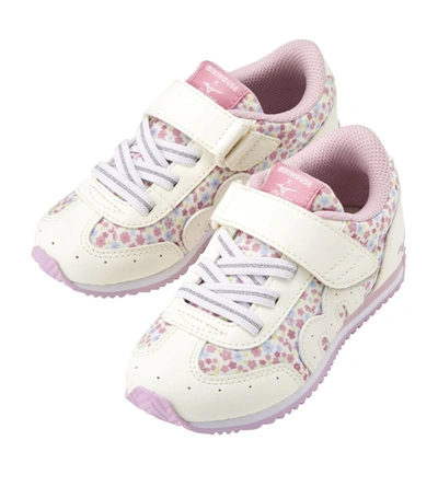 Miki House Kids' Floral Velcro Sneakers In White