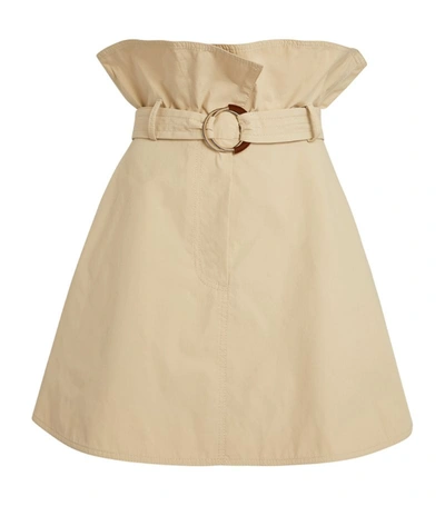 Jw Anderson Belted Fold-over Cotton-blend Sateen Mini Skirt In Neutrals