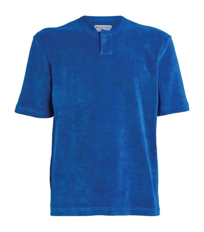 Bottega Veneta Mens Cobalt Short-sleeved Cotton-blend Towelling T-shirt L