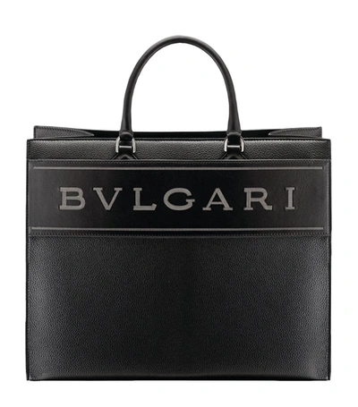 Bvlgari Logo Tote Bag In Black